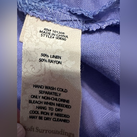 Soft Surroundings Tunic Top Womens 1X linen blended Purple Long Sleeve (k11 - Picture 7 of 10